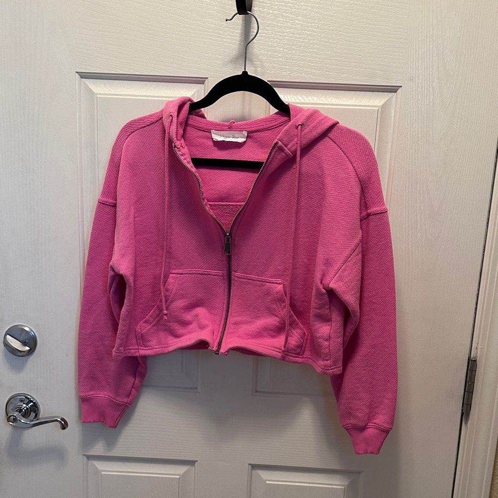 Hippie Rose Bright Pink Cropped Hoodie Fits like a Medium